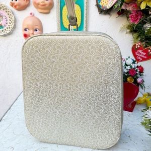 Vintage Plastic Vinyl Retro Beige Gold Bag Case Suitcase